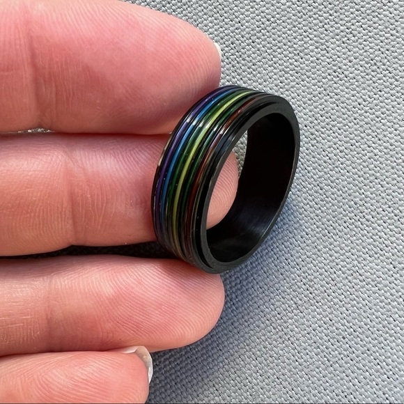 ProSteel Stainless Steel Spinner Ring LGBT Pride - Picture 7 of 9